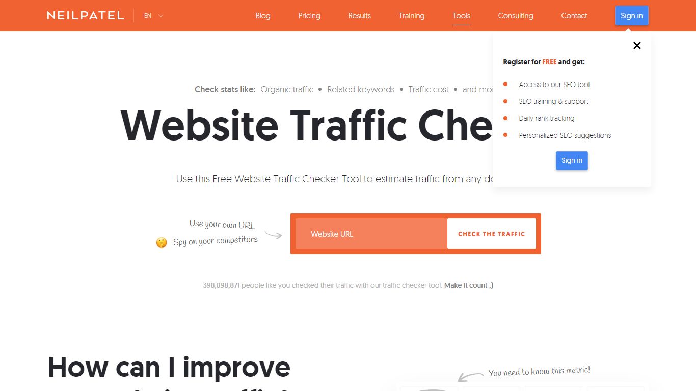 Website Traffic Checker - Neil Patel